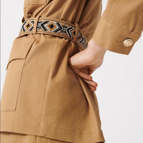 MAJE COAT IN CAMEL WITH EMBROIDERED BELT - Picture 3 of 5